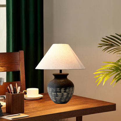 Ansel Ceramic Eclectic Metal Table Lamp