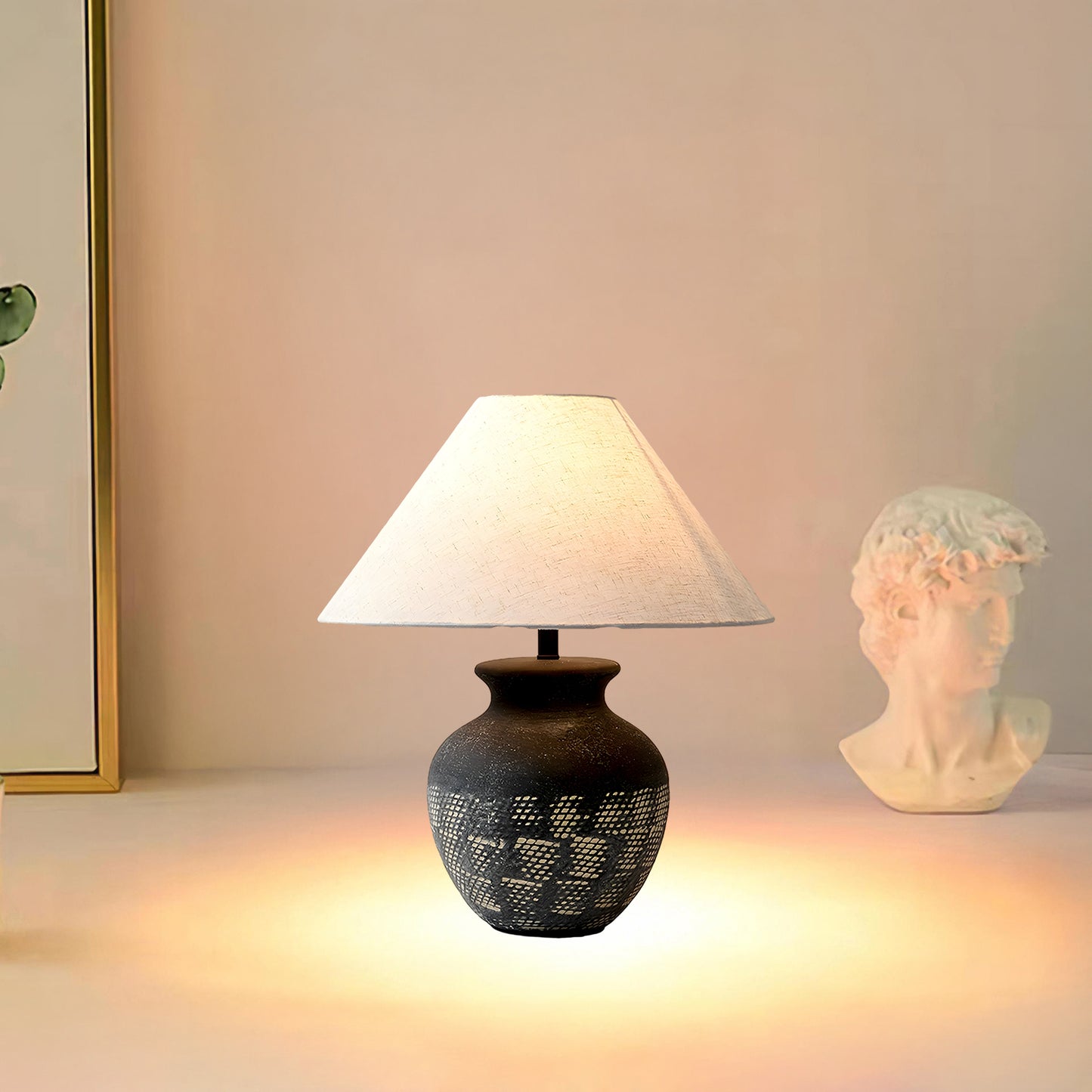 Ansel Ceramic Eclectic Metal Table Lamp