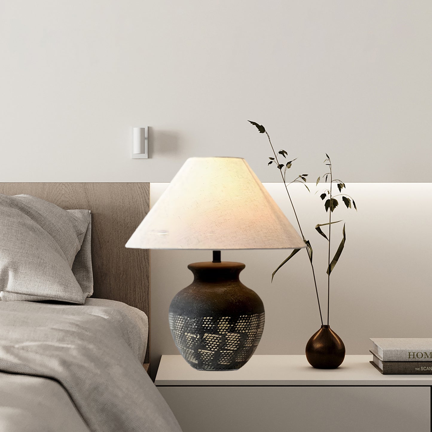 Ansel Ceramic Eclectic Metal Table Lamp