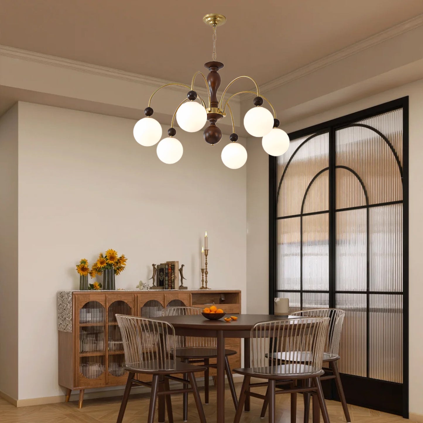 Archway Walnut Color Modern Crystal Chandelier