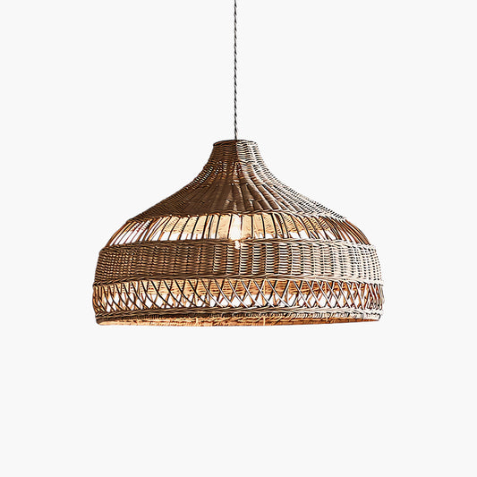 Artisanal Rattan Dome Traditional Metal Pendant Lamp