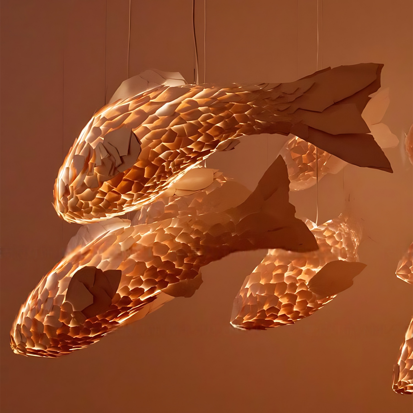 Artistic Fish Lobby Pendant Lamp