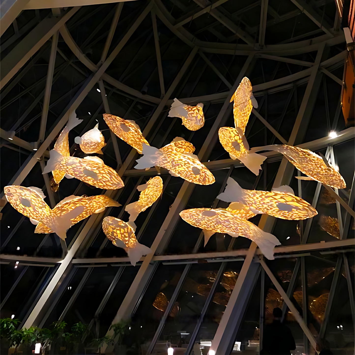 Artistic Fish Lobby Pendant Lamp