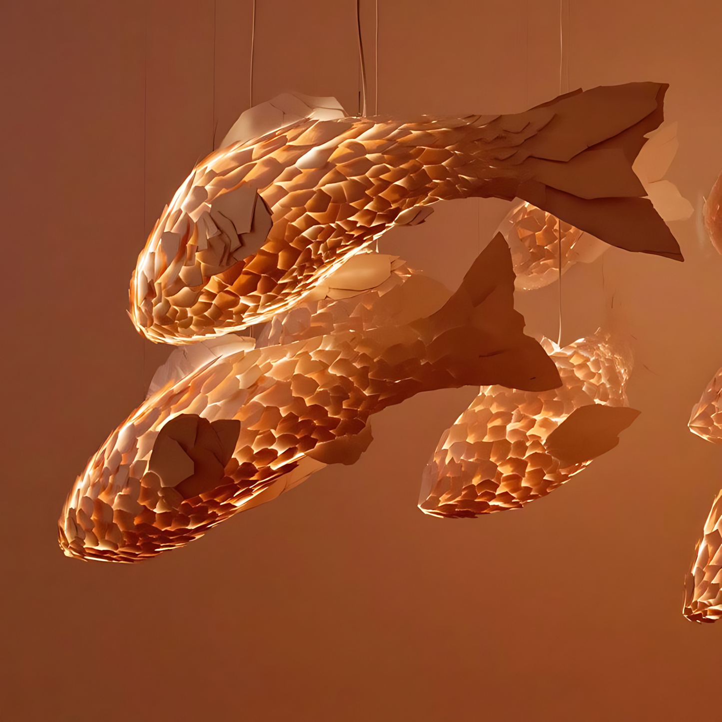 Artistic Fish Lobby Pendant Lamp