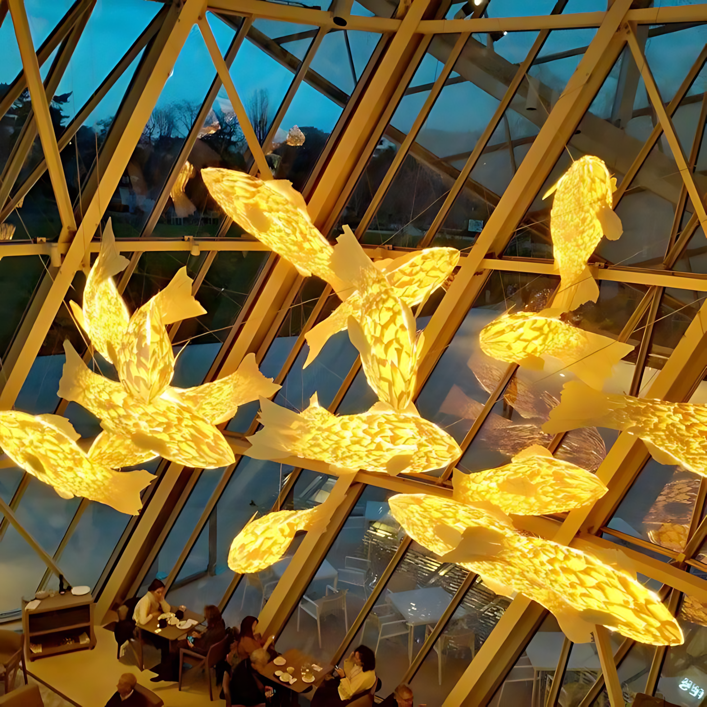 Artistic Fish Lobby Pendant Lamp