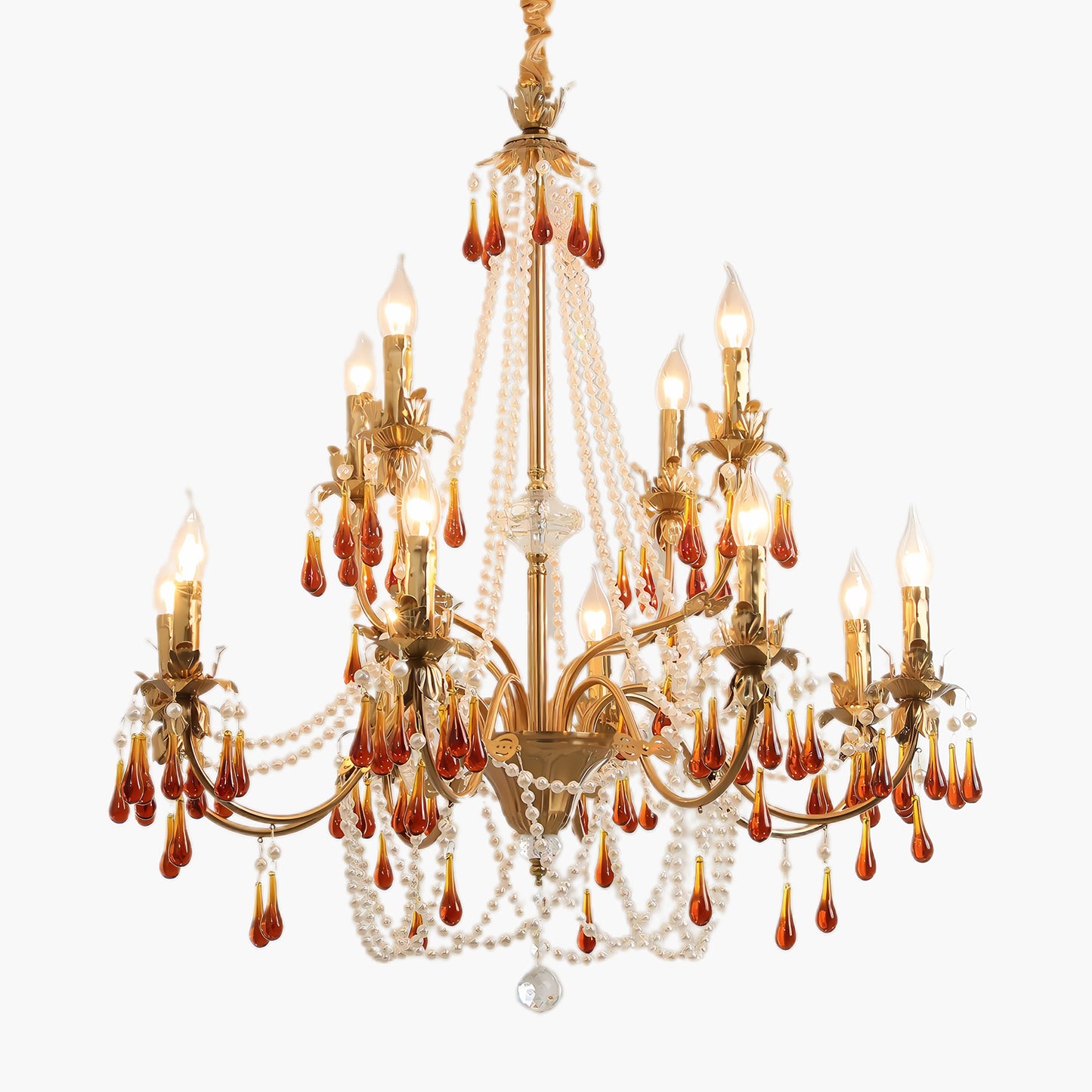 Aureate Amber Eclectic Crystal Chandelier