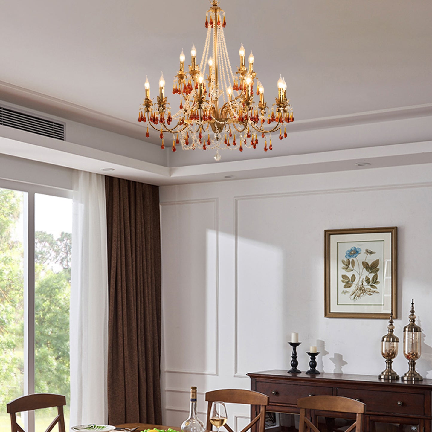 Aureate Amber Eclectic Crystal Chandelier