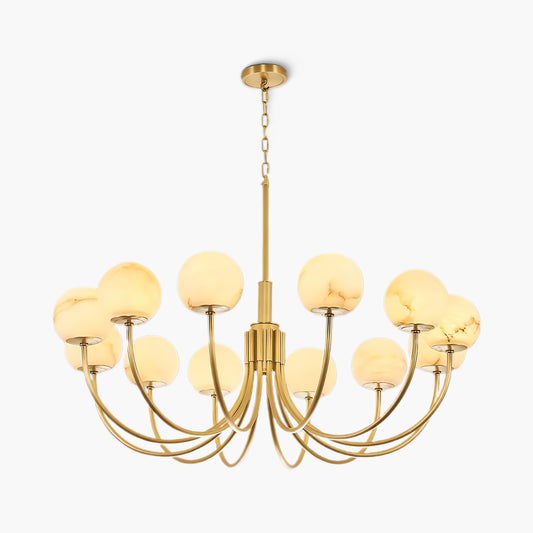 Aurelian Alabaster Globe Modern Brass Chandelier