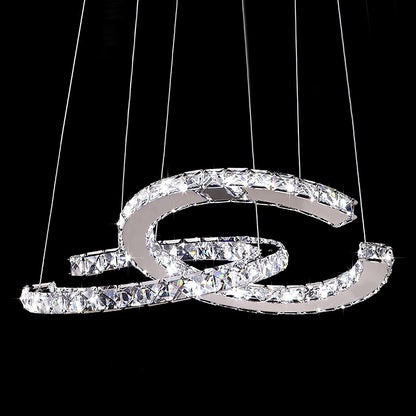 Crystal Double C Modern Steel Chandelier