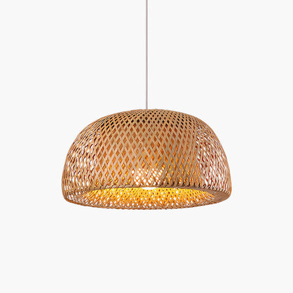 Bamboo Braided Eclectic Crystal Pendant Lamp