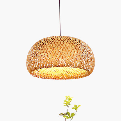 Bamboo Braided Eclectic Crystal Pendant Lamp