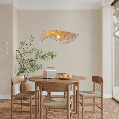 Bamboo Frame Rustic Metal Pendant Lamp