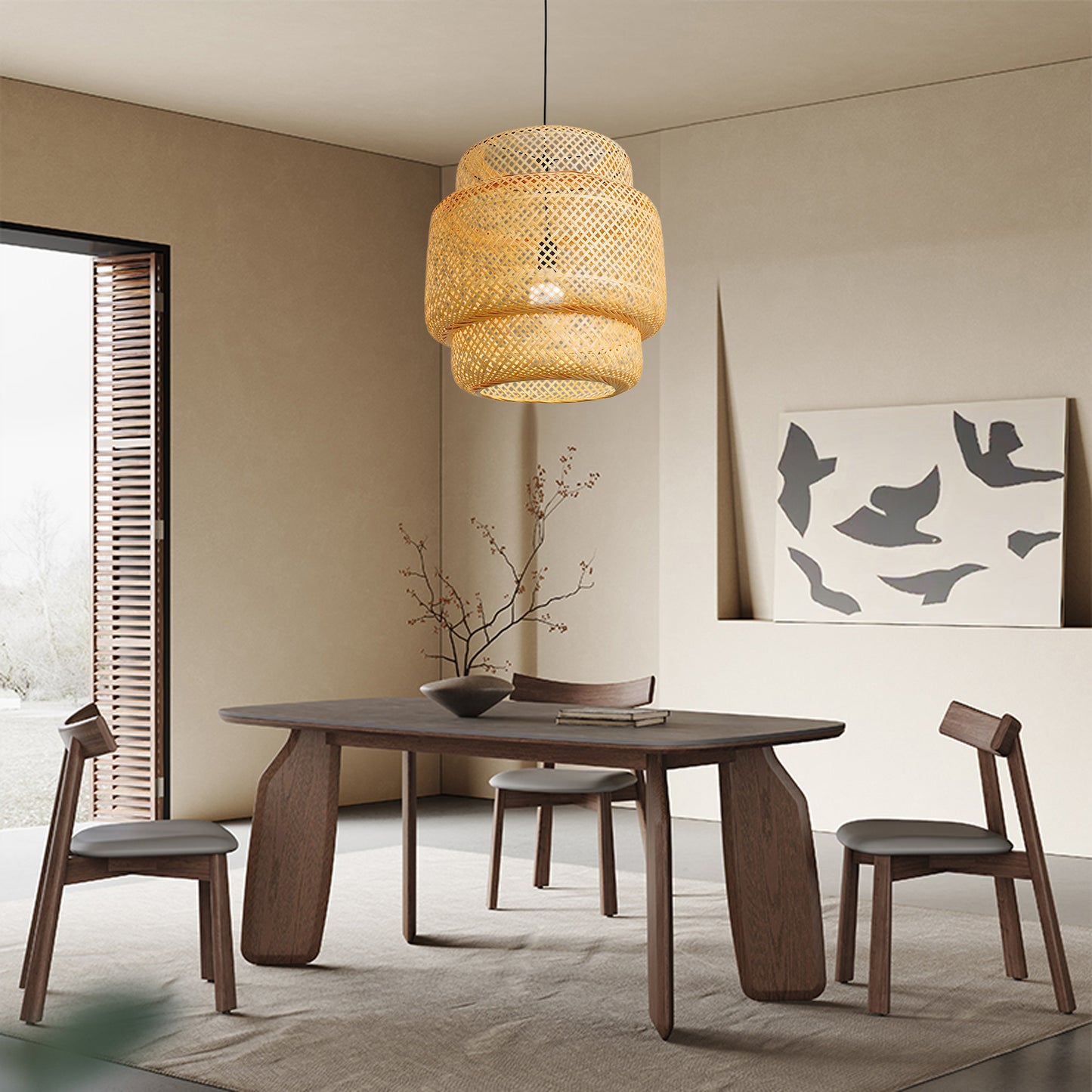 Bamboo Eclectic Metal Pendant Light