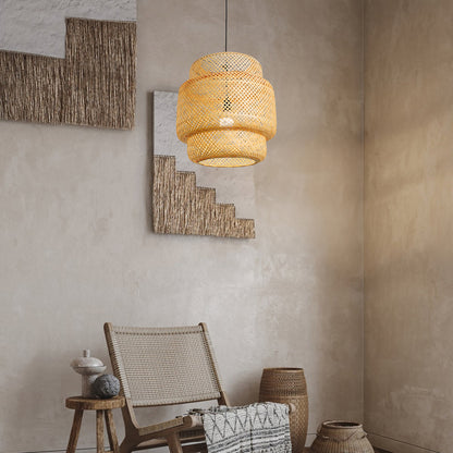 Bamboo Eclectic Metal Pendant Light