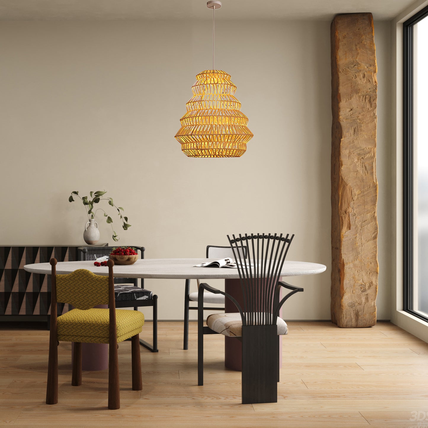 Bamboo Spiral Modern Metal Pendant Lamp