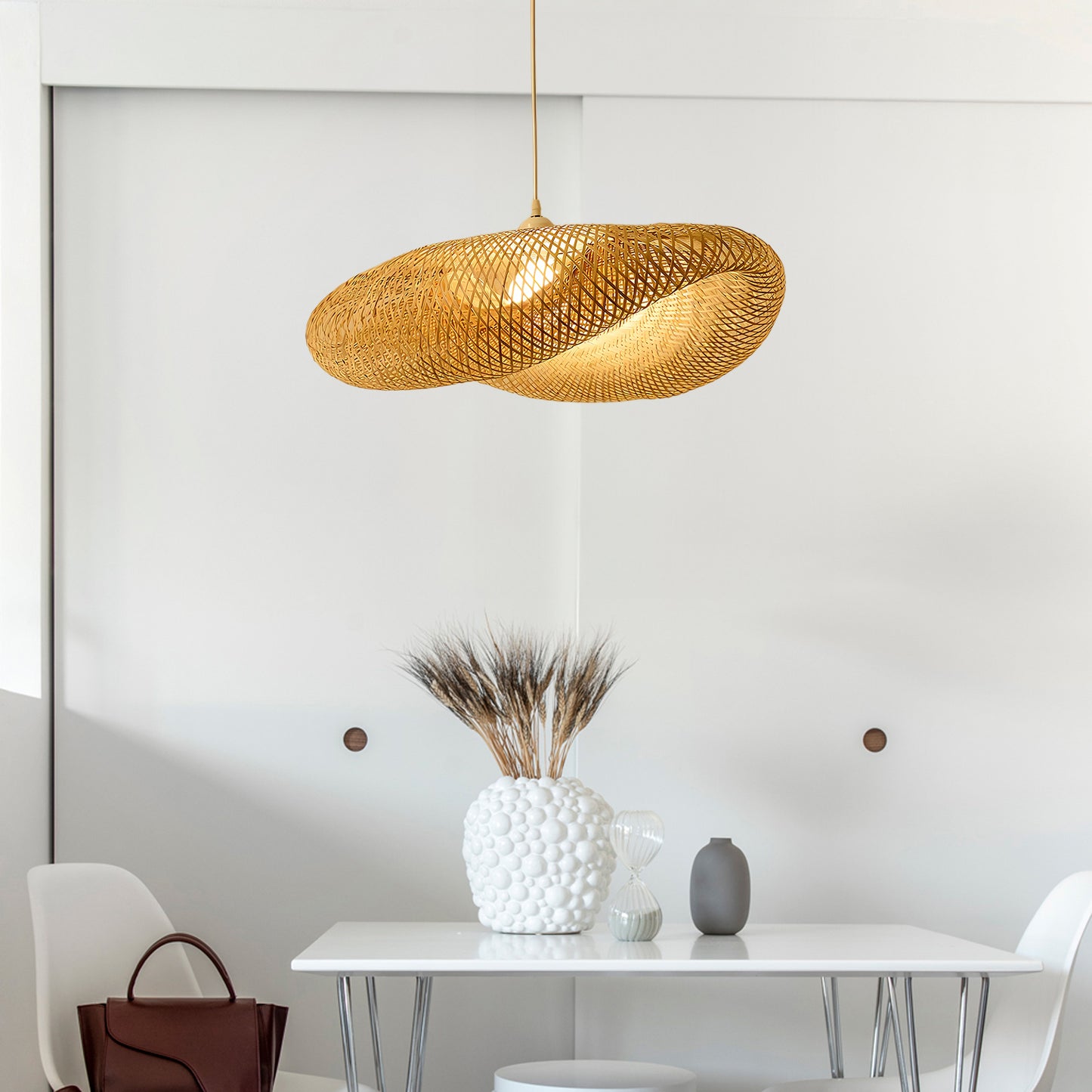 Bamboo Weaving Eclectic Metal Pendant Lamp