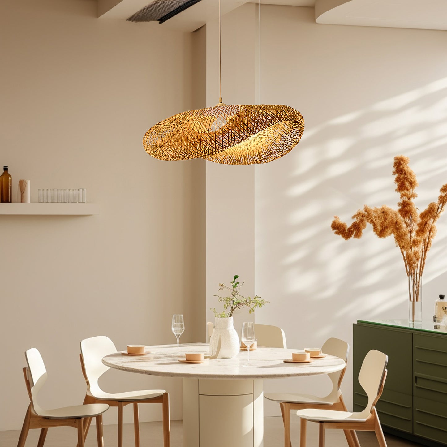 Bamboo Weaving Eclectic Metal Pendant Lamp