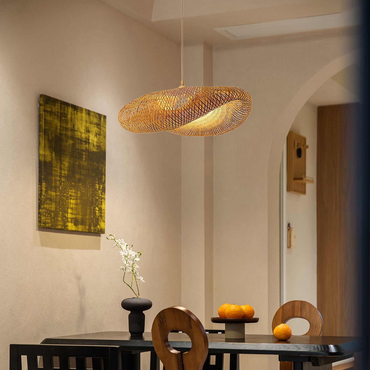 Bamboo Weaving Eclectic Metal Pendant Lamp