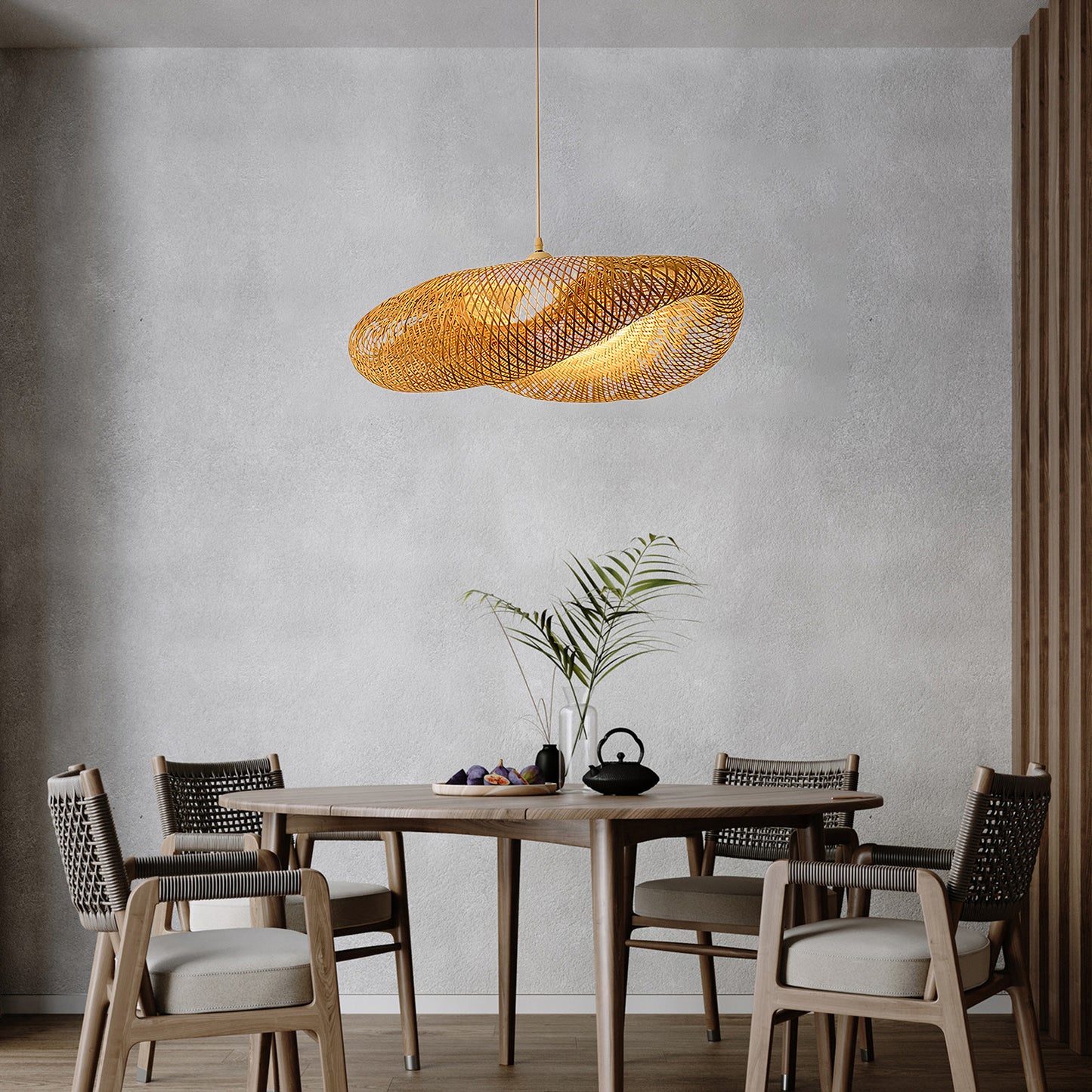 Bamboo Weaving Eclectic Metal Pendant Lamp