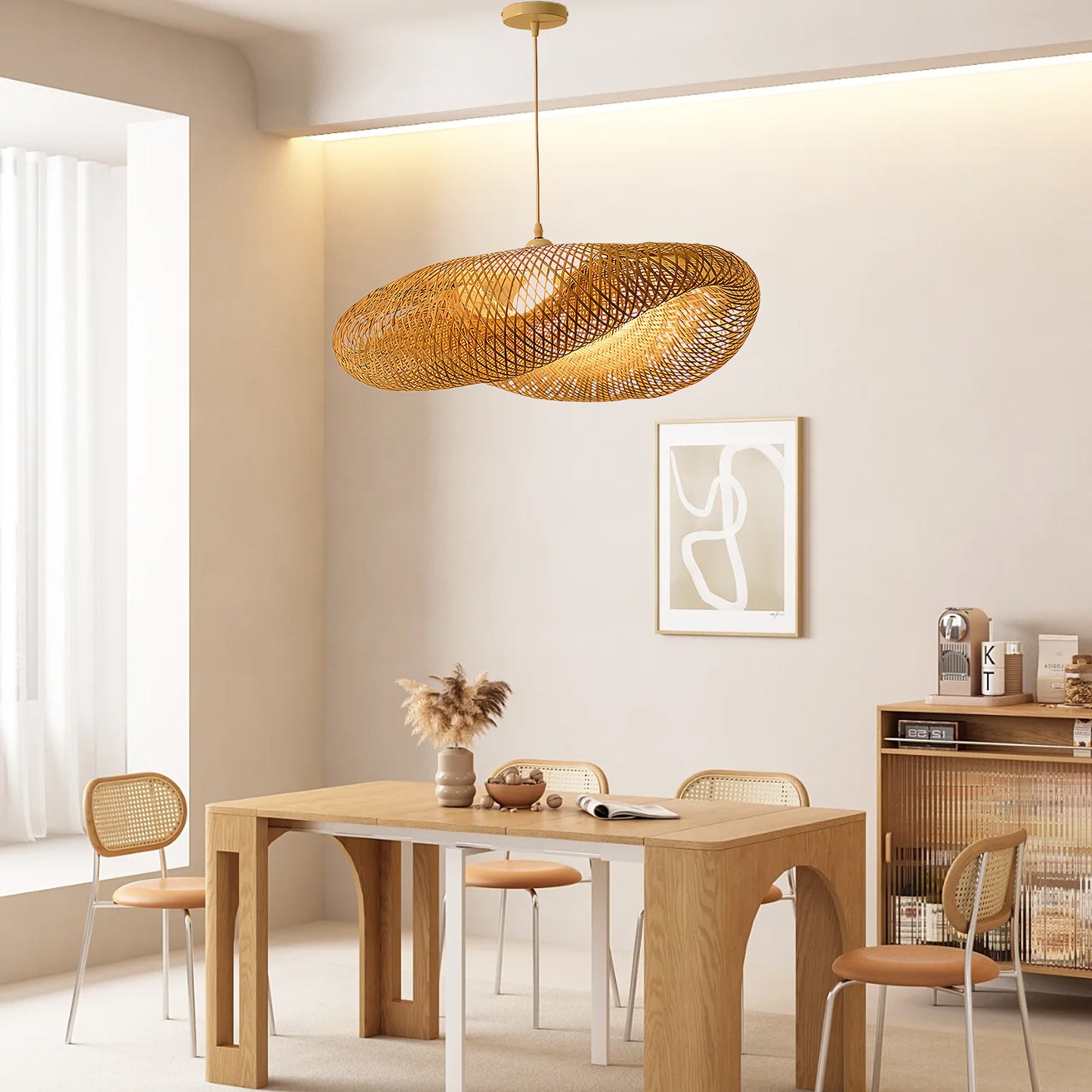 Bamboo Weaving Eclectic Metal Pendant Lamp