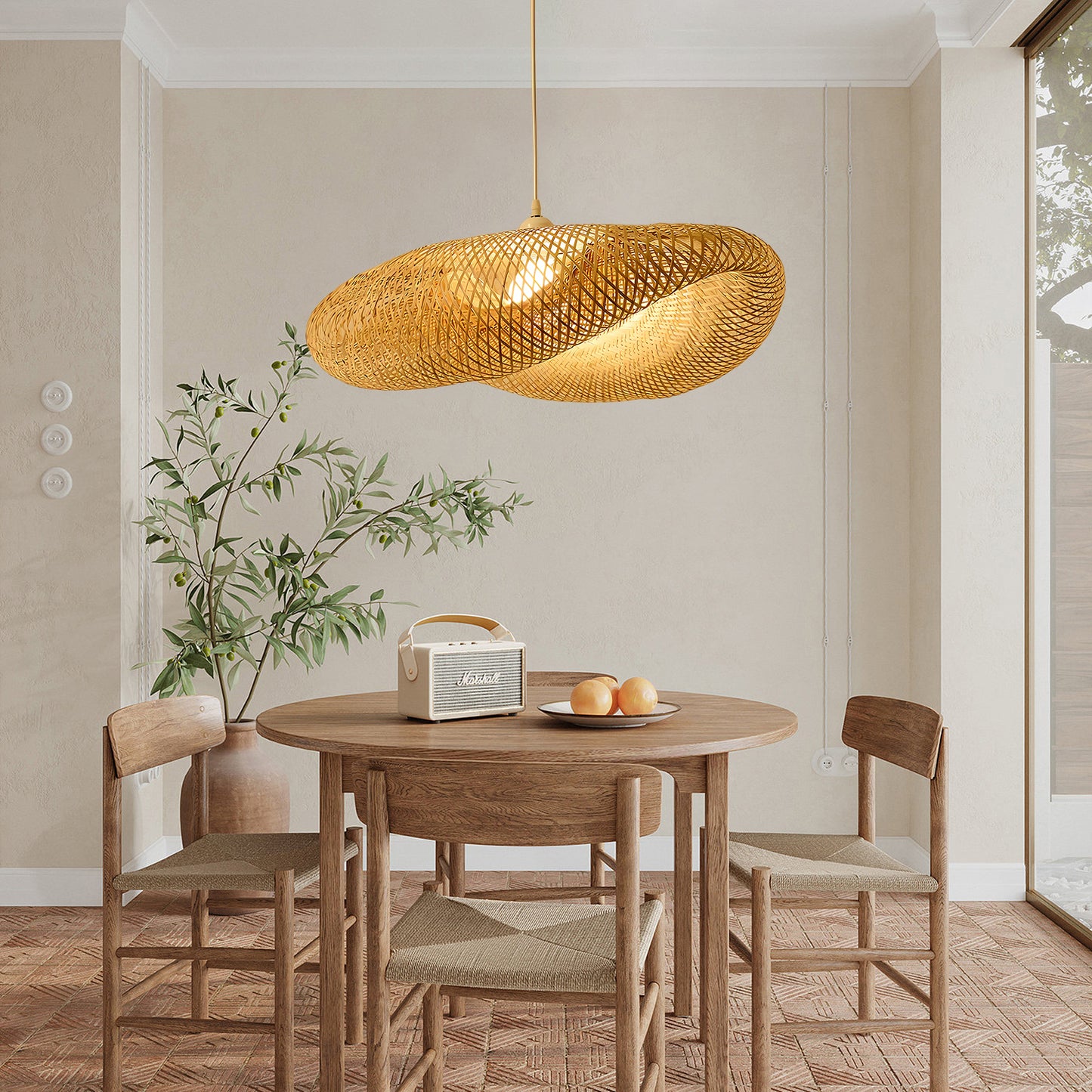 Bamboo Weaving Eclectic Metal Pendant Lamp