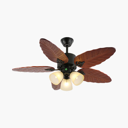 Banana Leaves 4852 Eclectic Crystal Ceiling Fan Light