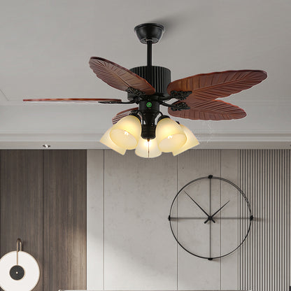 Banana Leaves 4852 Eclectic Crystal Ceiling Fan Light