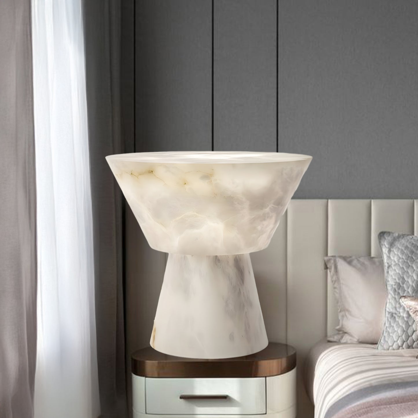 Beta Marble Contemporary Brass Table Lamp