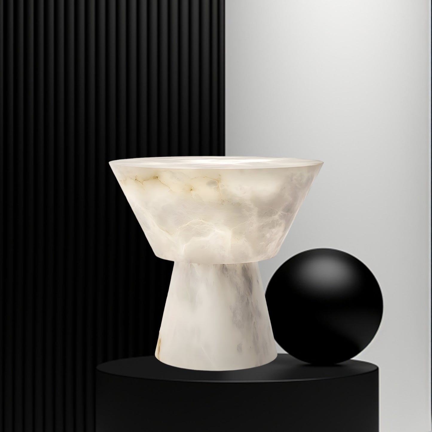 Beta Marble Contemporary Brass Table Lamp