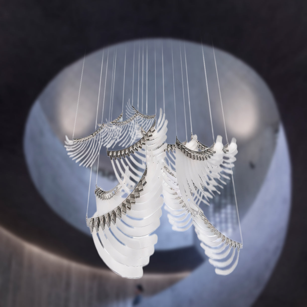 Bird Feather Wings Art Deco Crystal Chandelier