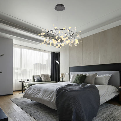 Black Big O Firefly LED Modern Metal Chandelier