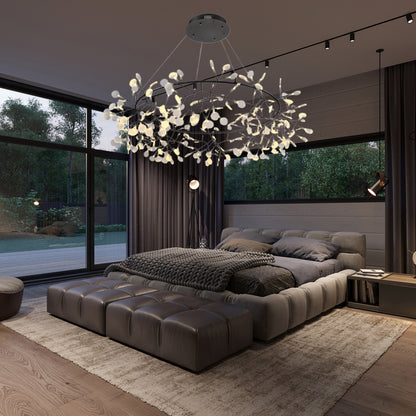 Black Big O Firefly LED Modern Metal Chandelier