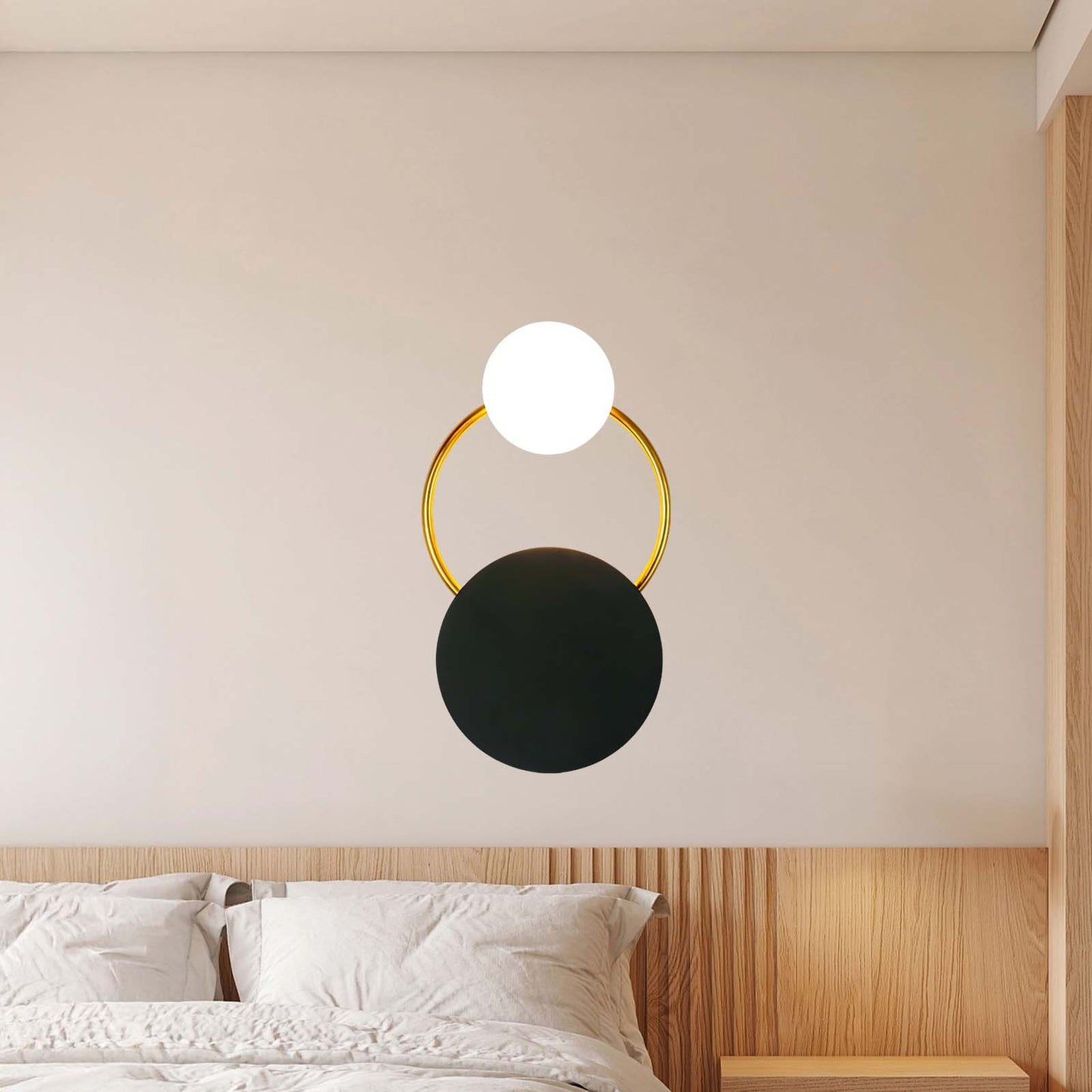 Black Circular Rings Eclectic Crystal Wall Lamp