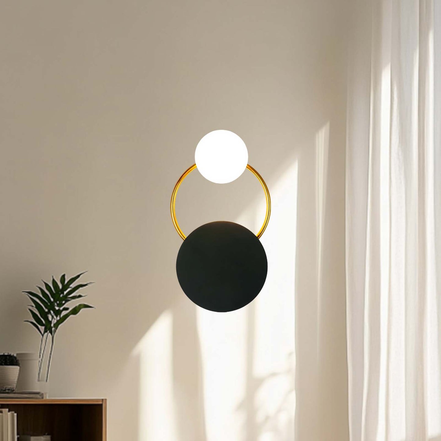 Black Circular Rings Eclectic Crystal Wall Lamp