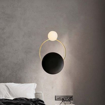 Black Circular Rings Eclectic Crystal Wall Lamp