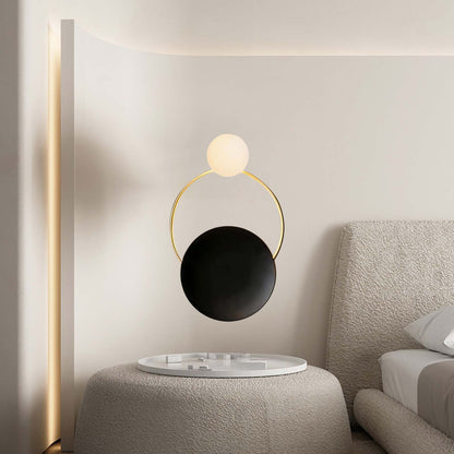 Black Circular Rings Eclectic Crystal Wall Lamp