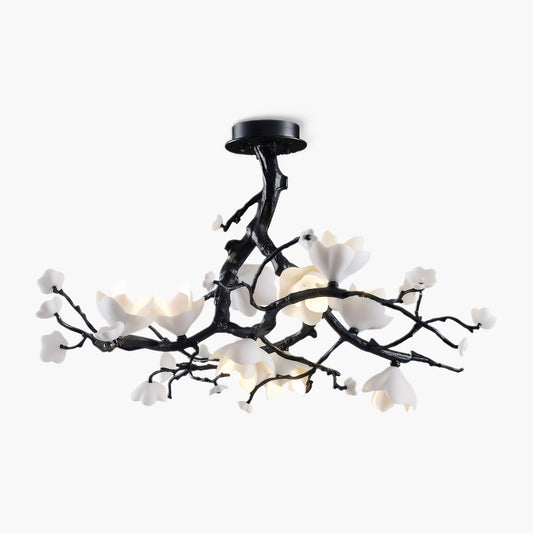 Black Copper Tree Art Deco Ceramic Chandelier