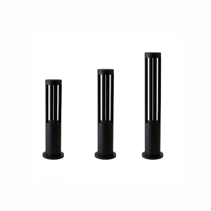 Black Cylindrical Solar Art Deco Material Outdoor Post Light