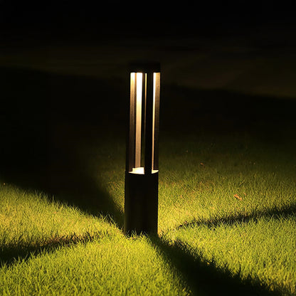 Black Cylindrical Solar Art Deco Material Outdoor Post Light