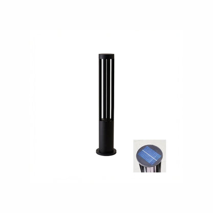 Black Cylindrical Solar Art Deco Material Outdoor Post Light