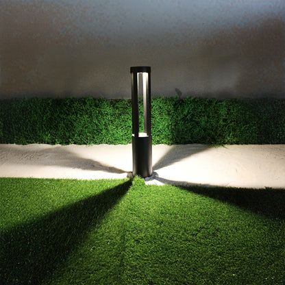 Black Cylindrical Solar Art Deco Material Outdoor Post Light