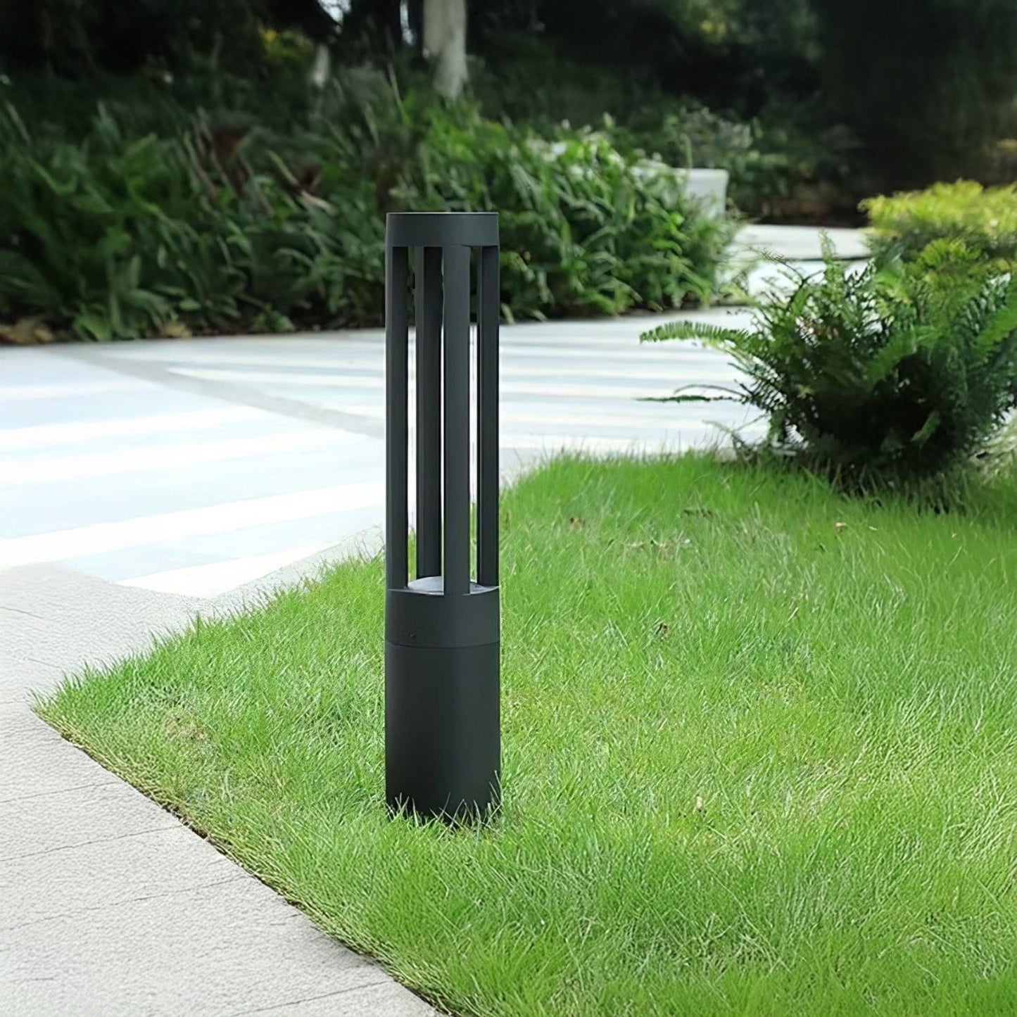 Black Cylindrical Solar Art Deco Material Outdoor Post Light