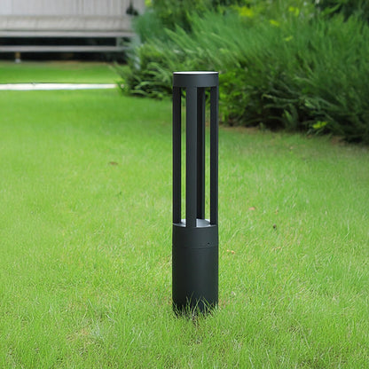 Black Cylindrical Solar Art Deco Material Outdoor Post Light