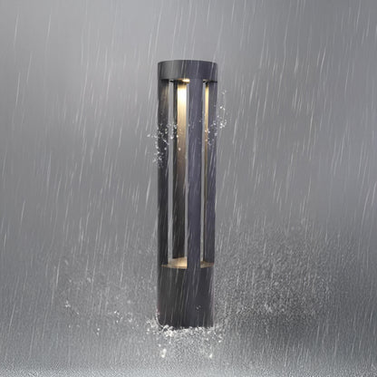 Black Cylindrical Solar Art Deco Material Outdoor Post Light