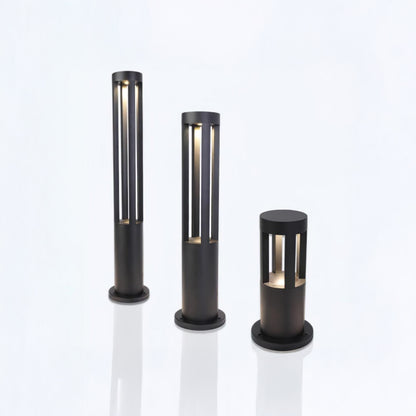 Black Cylindrical Solar Art Deco Material Outdoor Post Light