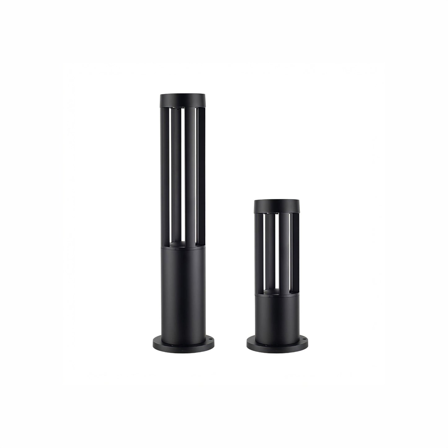 Black Cylindrical Solar Art Deco Material Outdoor Post Light