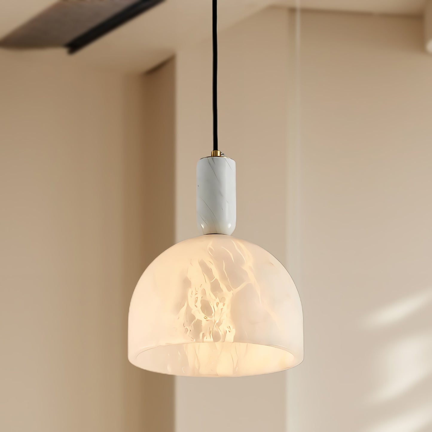 Blair Alabaster Minimalist Brass Pendant Light