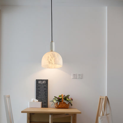 Blair Alabaster Minimalist Brass Pendant Light