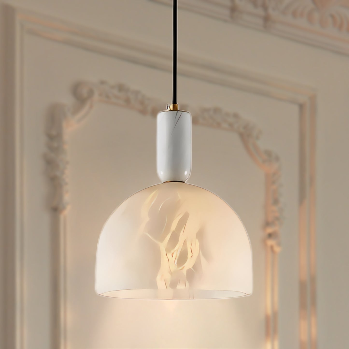 Blair Alabaster Minimalist Brass Pendant Light