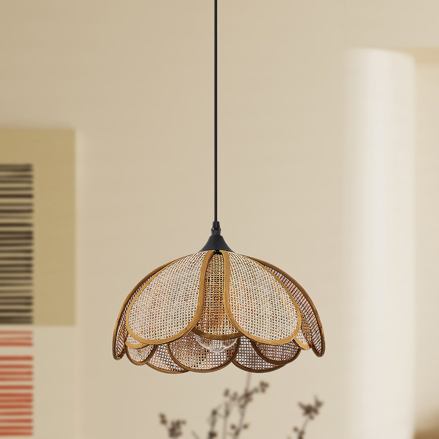 Bloom Rattan Eclectic Metal Pendant Lamp